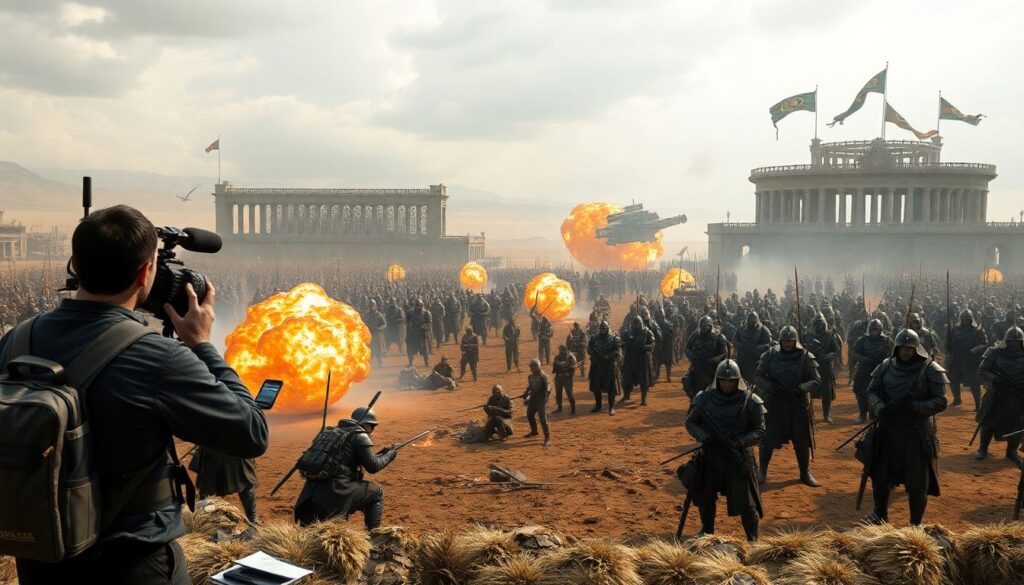 Размах батальных сцен в крупных проектах - иллюстрация